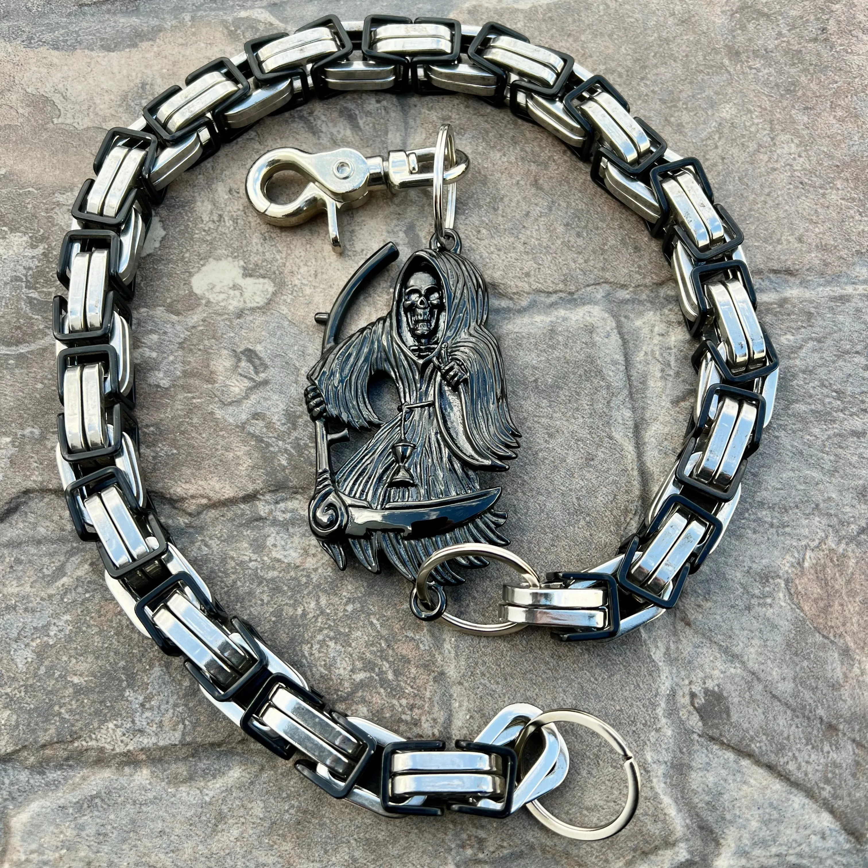 Black Grim Reaper Wallet Chain - Black & Silver Daytona CVO - WC16CVO