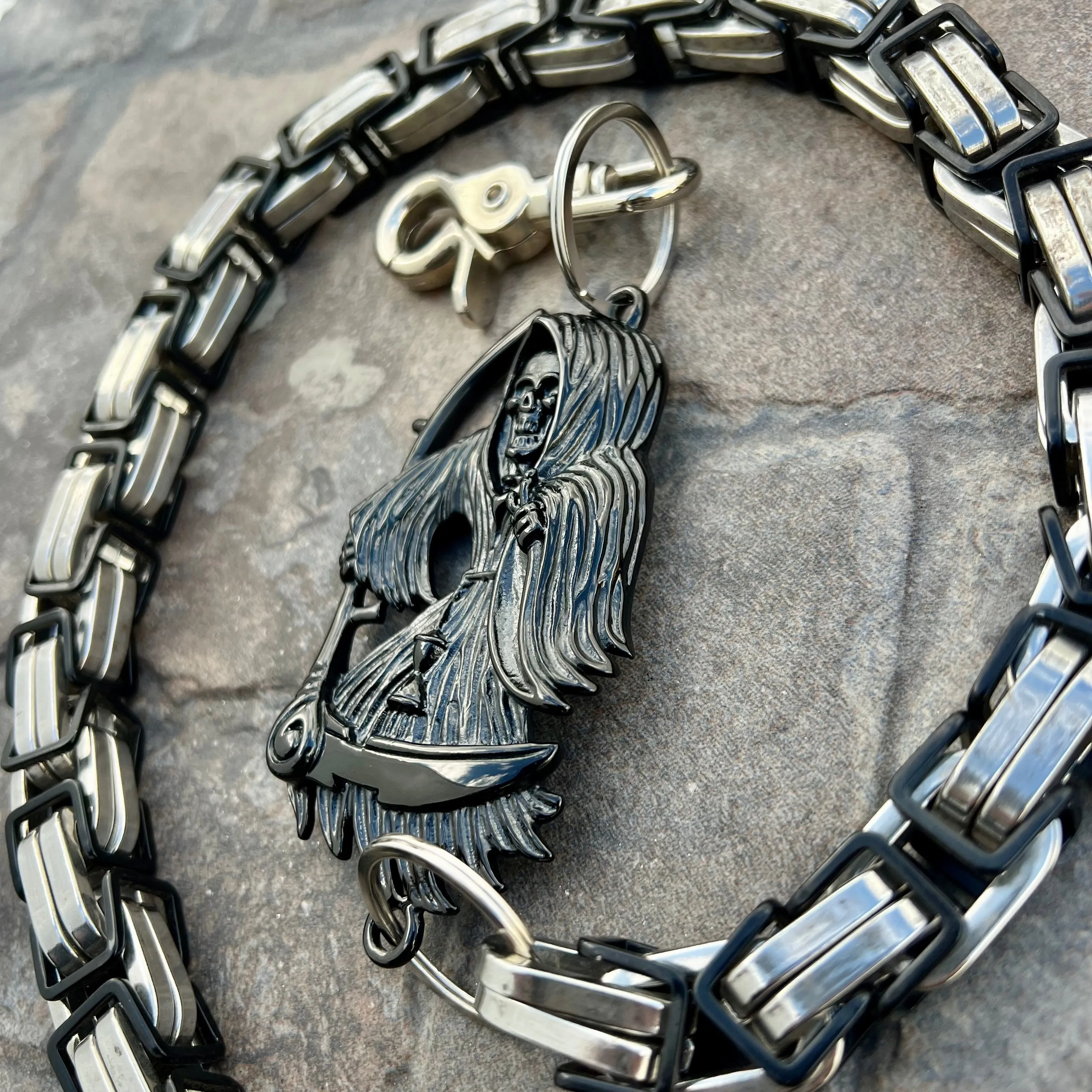 Black Grim Reaper Wallet Chain - Black & Silver Daytona CVO - WC16CVO