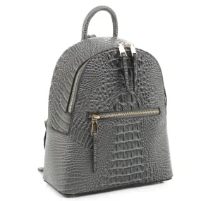 CR20202 Crocodile Embossed Leather Backpack
