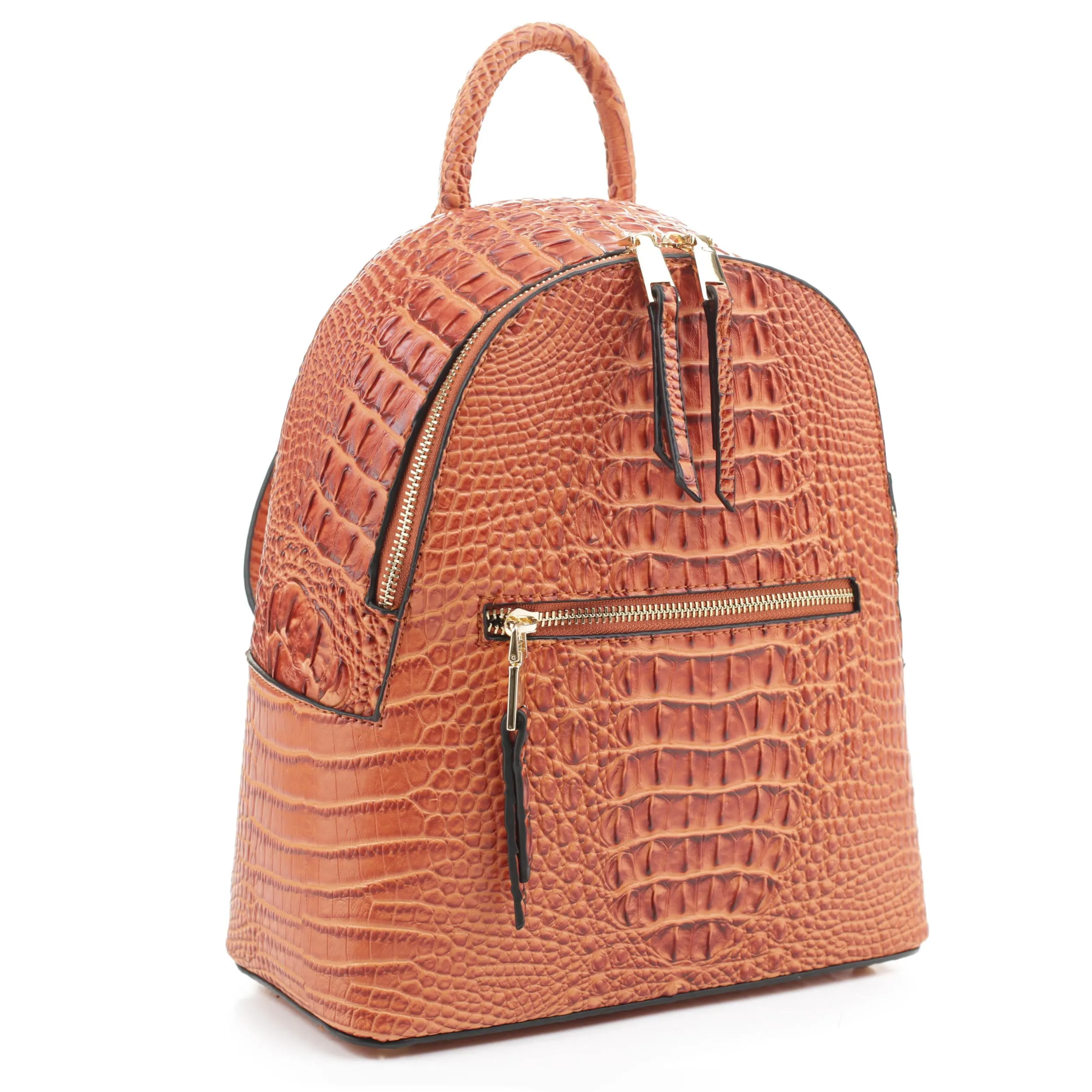 CR20202 Crocodile Embossed Leather Backpack