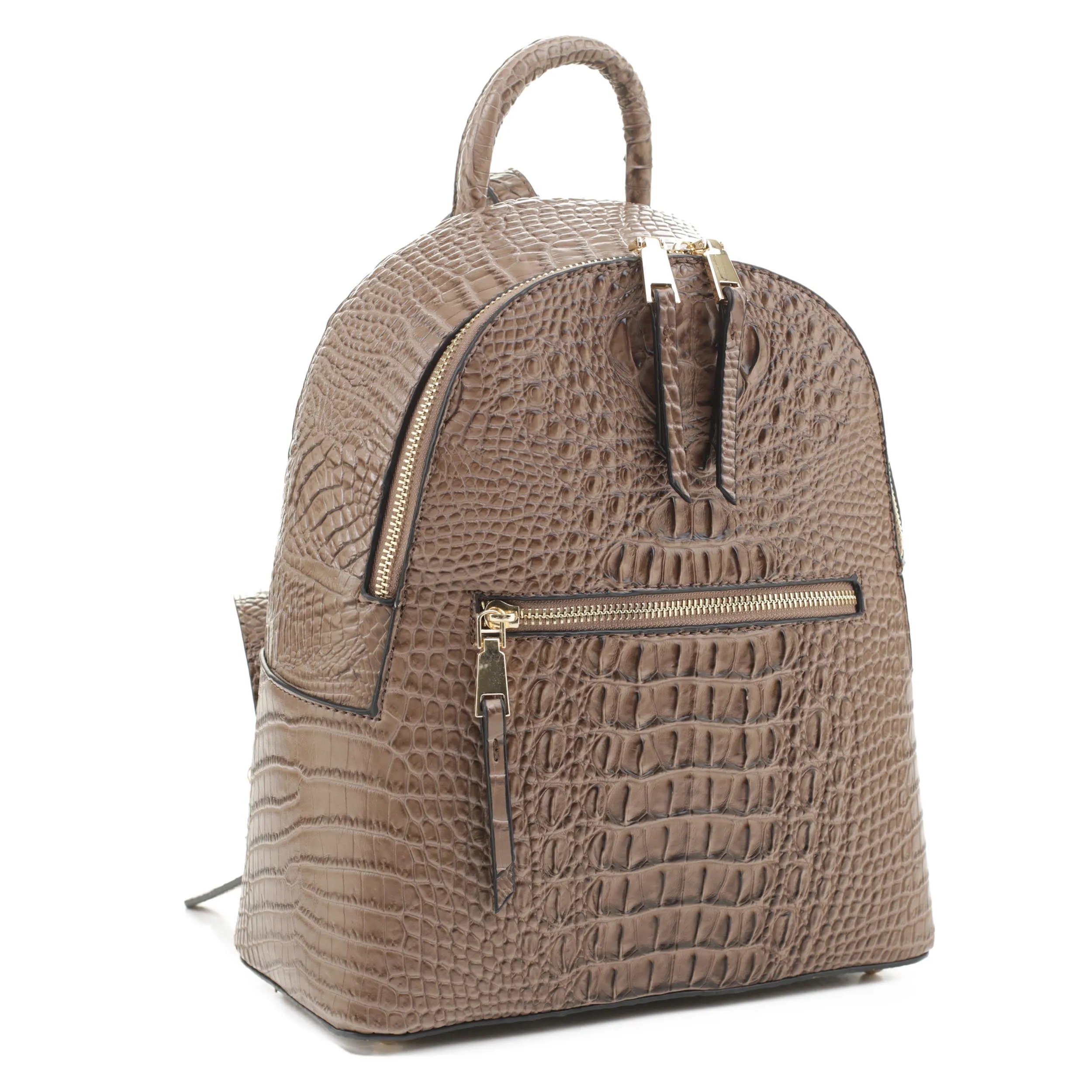 CR20202 Crocodile Embossed Leather Backpack