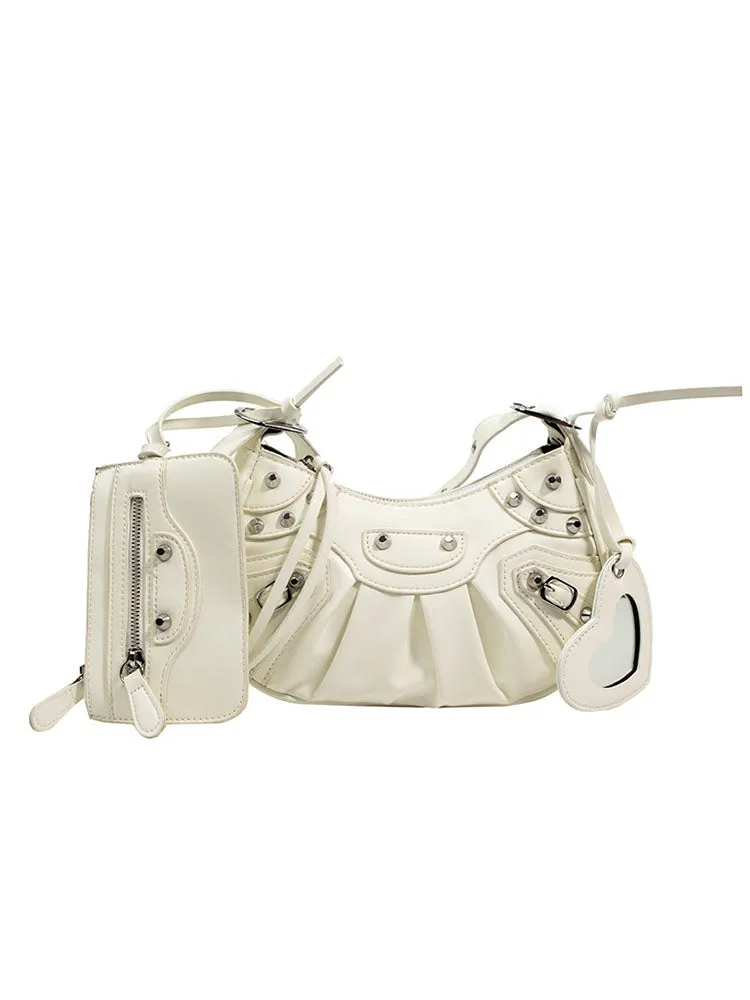 Women's Leather Studs Shoulder Bag